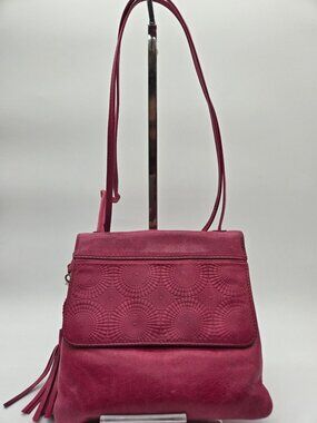 HOBO The Original Fuchsia Leather All In One Crossbody Wallet Purse Vintage